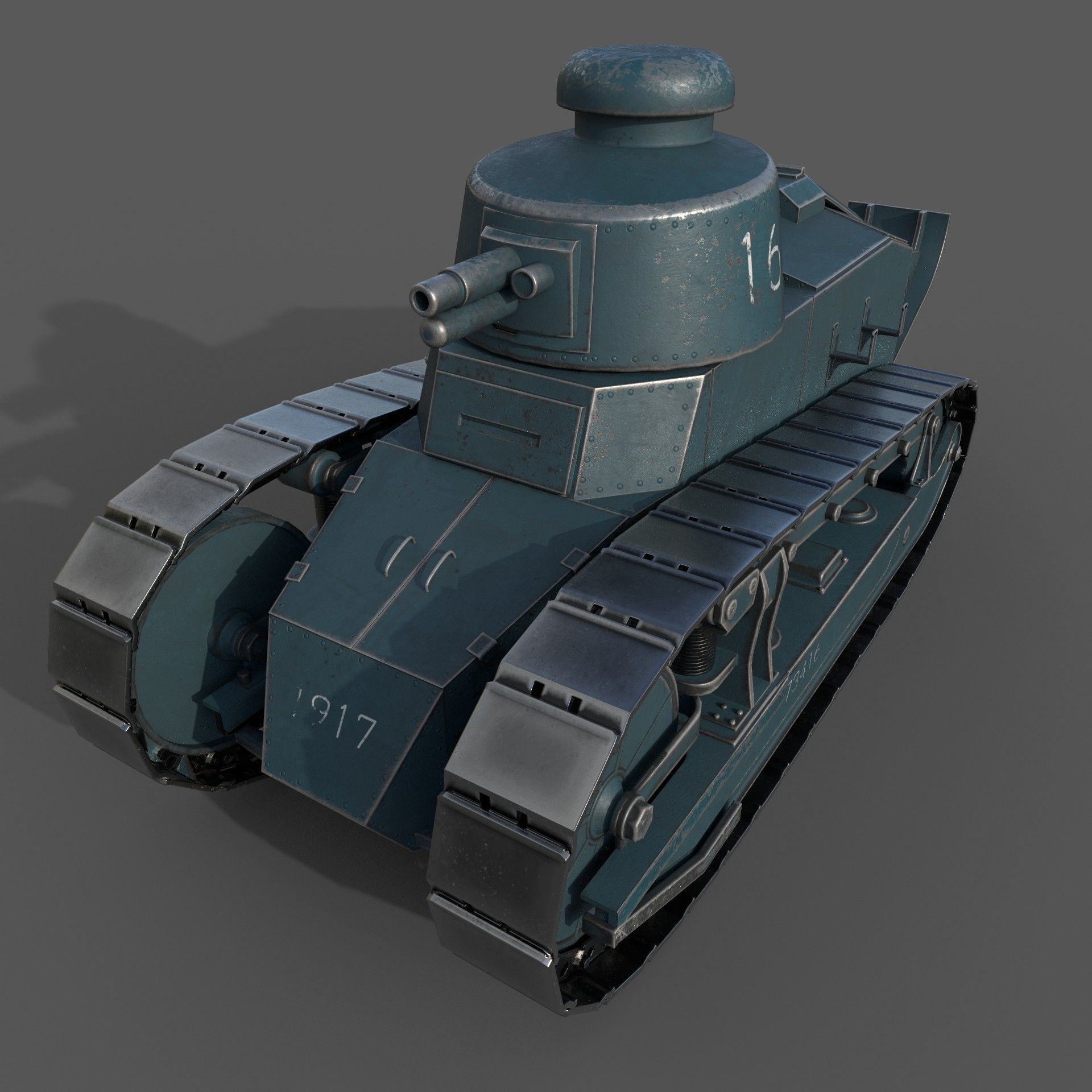 Renault FT 1917 game-ready model Low-poly 3D model_3