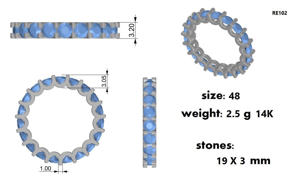 Diamonds Gorgeous Eternity Ring 3D print model_1