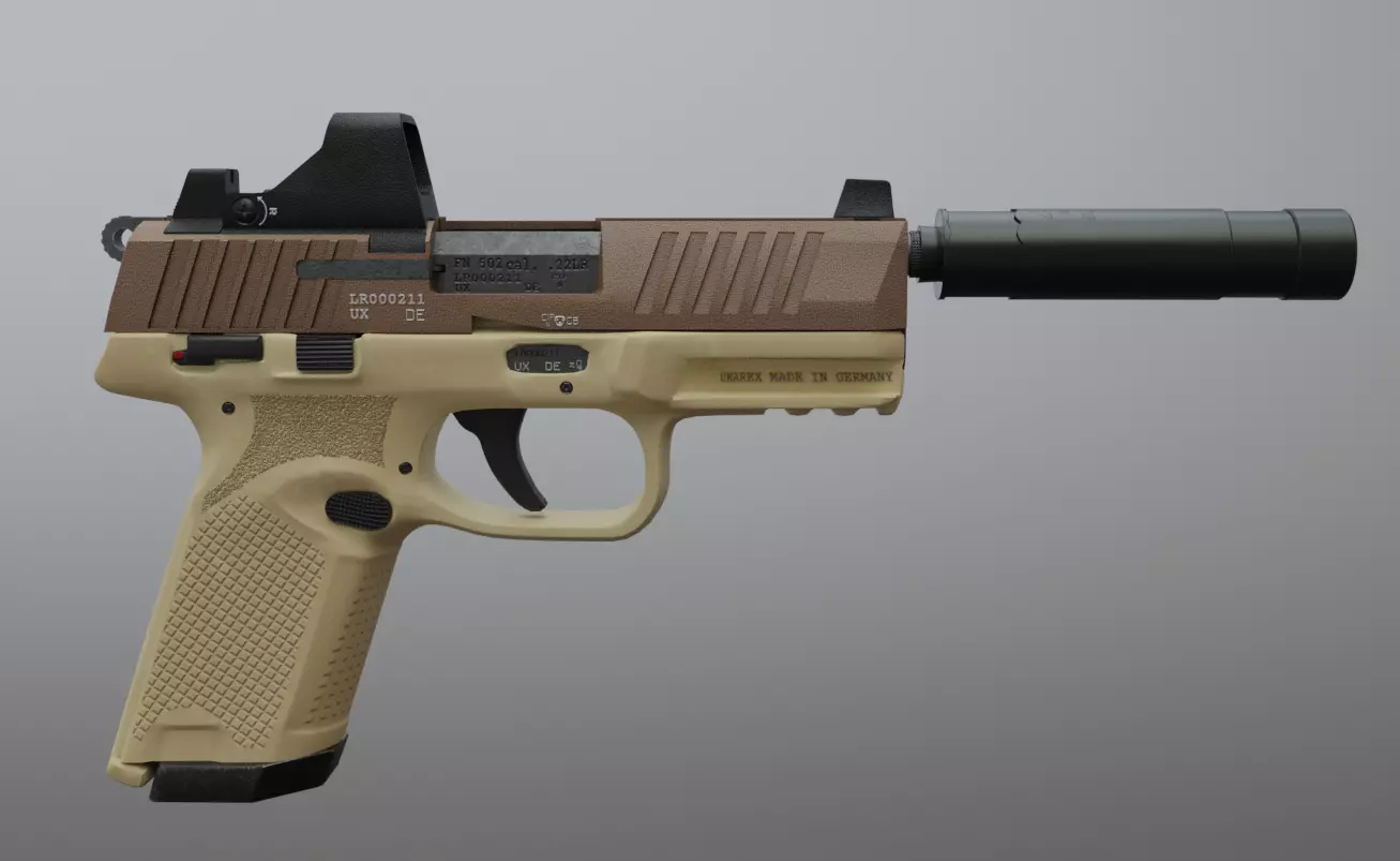 Umarex fn 502 with silencer Low-poly 3D model_0