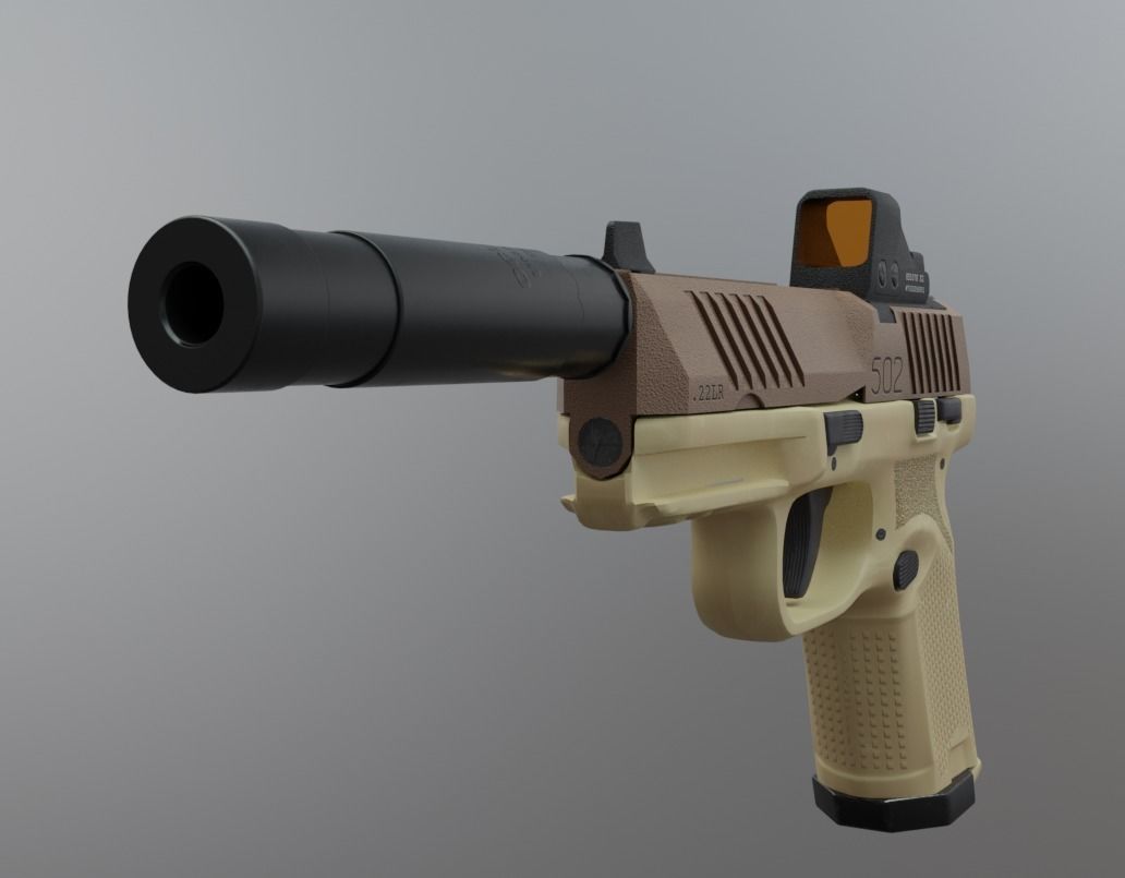 Umarex fn 502 with silencer Low-poly 3D model_4