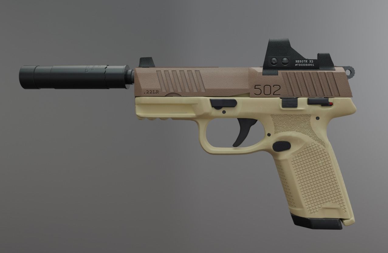 Umarex fn 502 with silencer Low-poly 3D model_2
