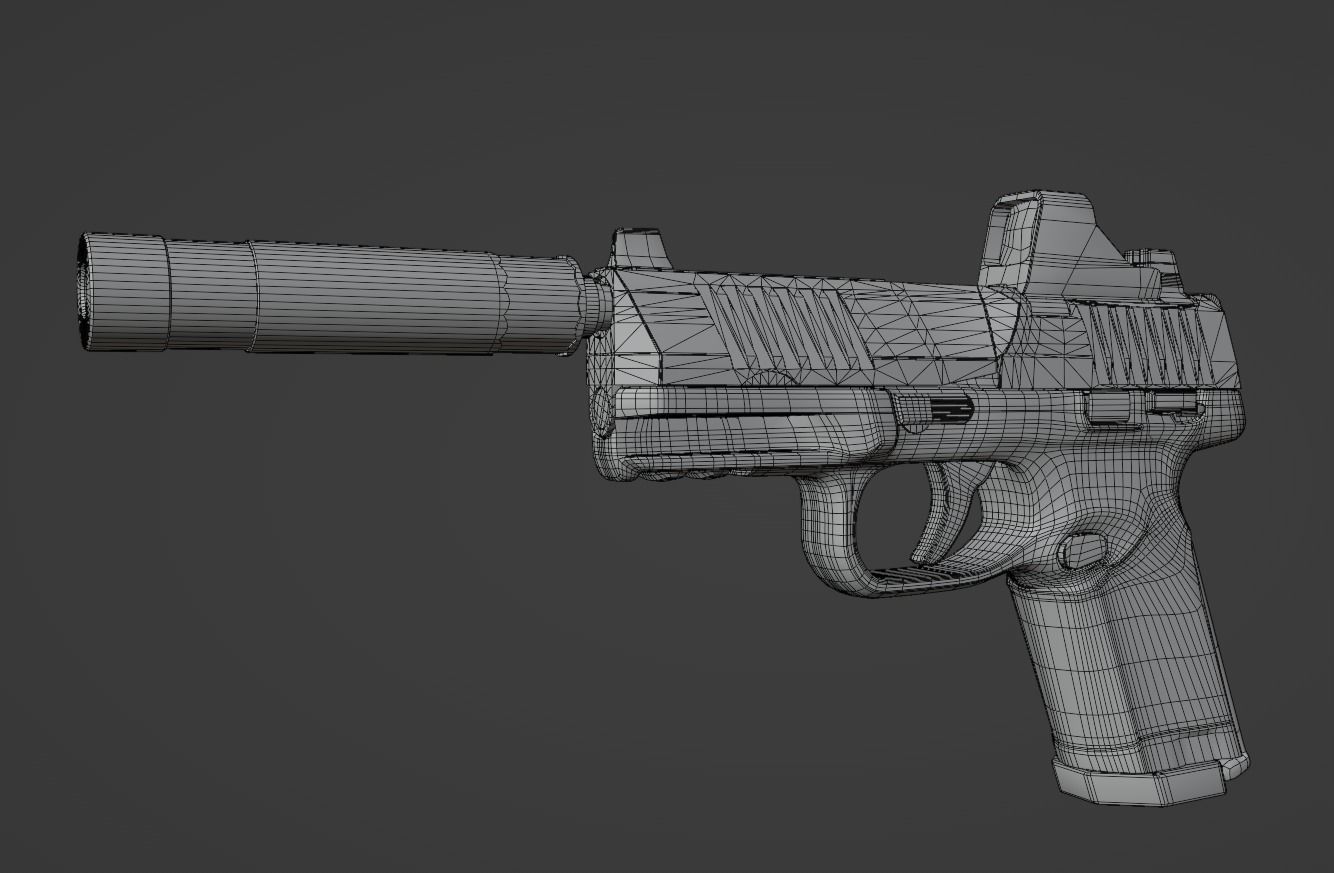 Umarex fn 502 with silencer Low-poly 3D model_5