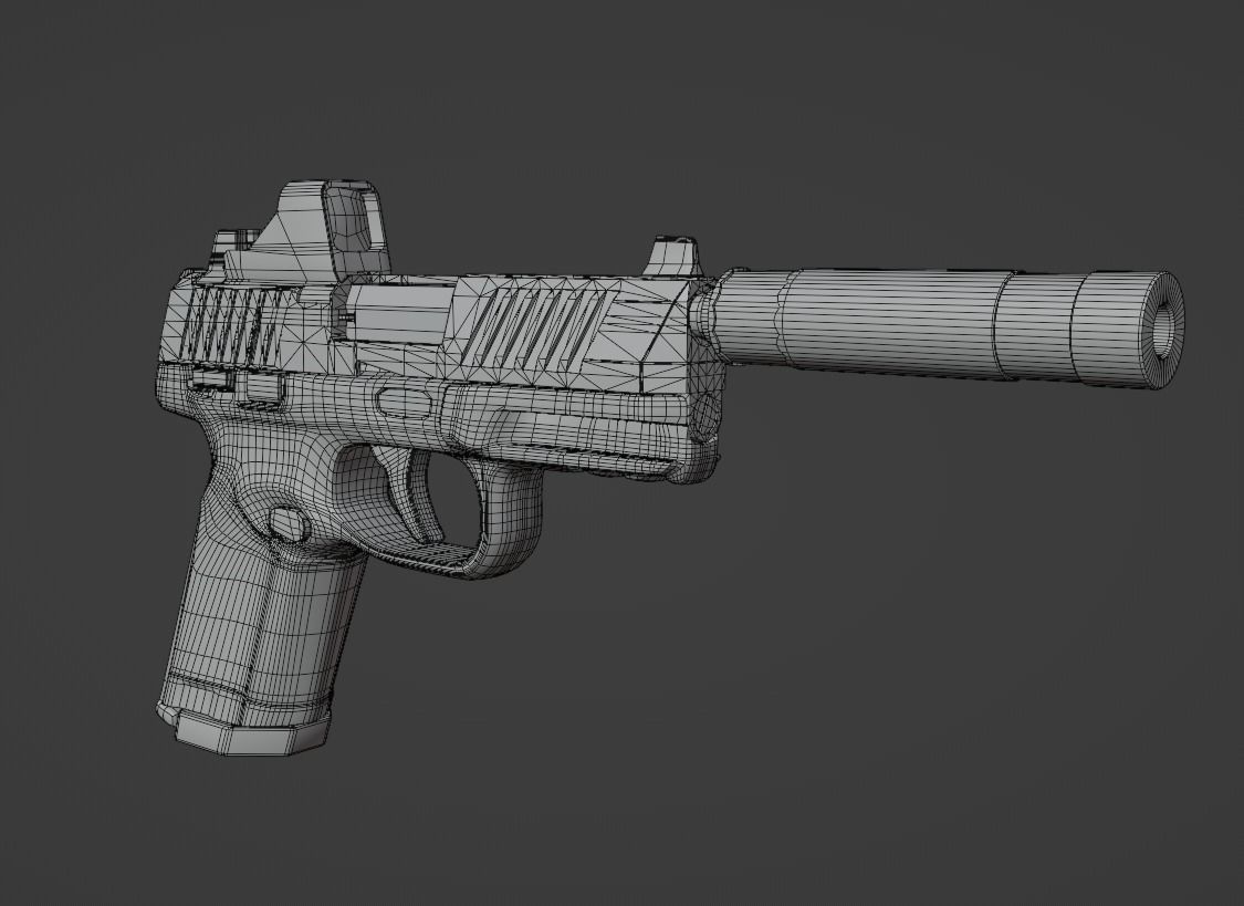 Umarex fn 502 with silencer Low-poly 3D model_6