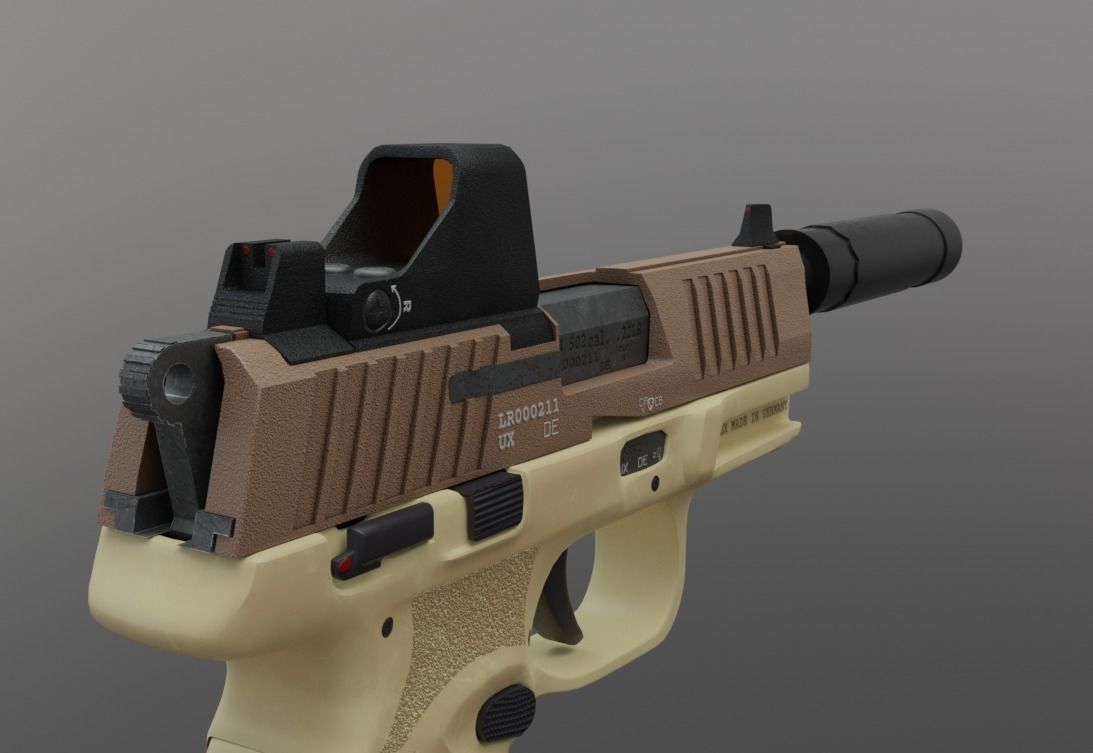 Umarex fn 502 with silencer Low-poly 3D model_3