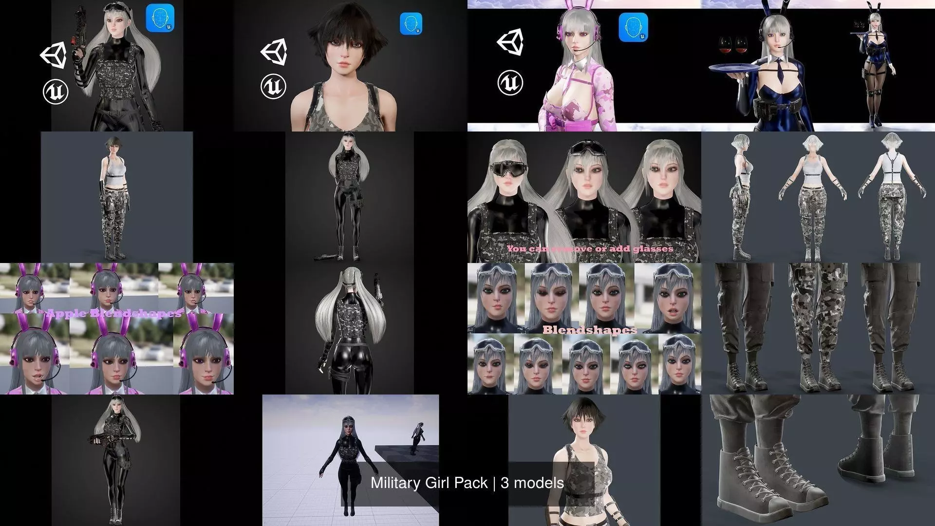 Military Girl Pack 3D Model Collection_4