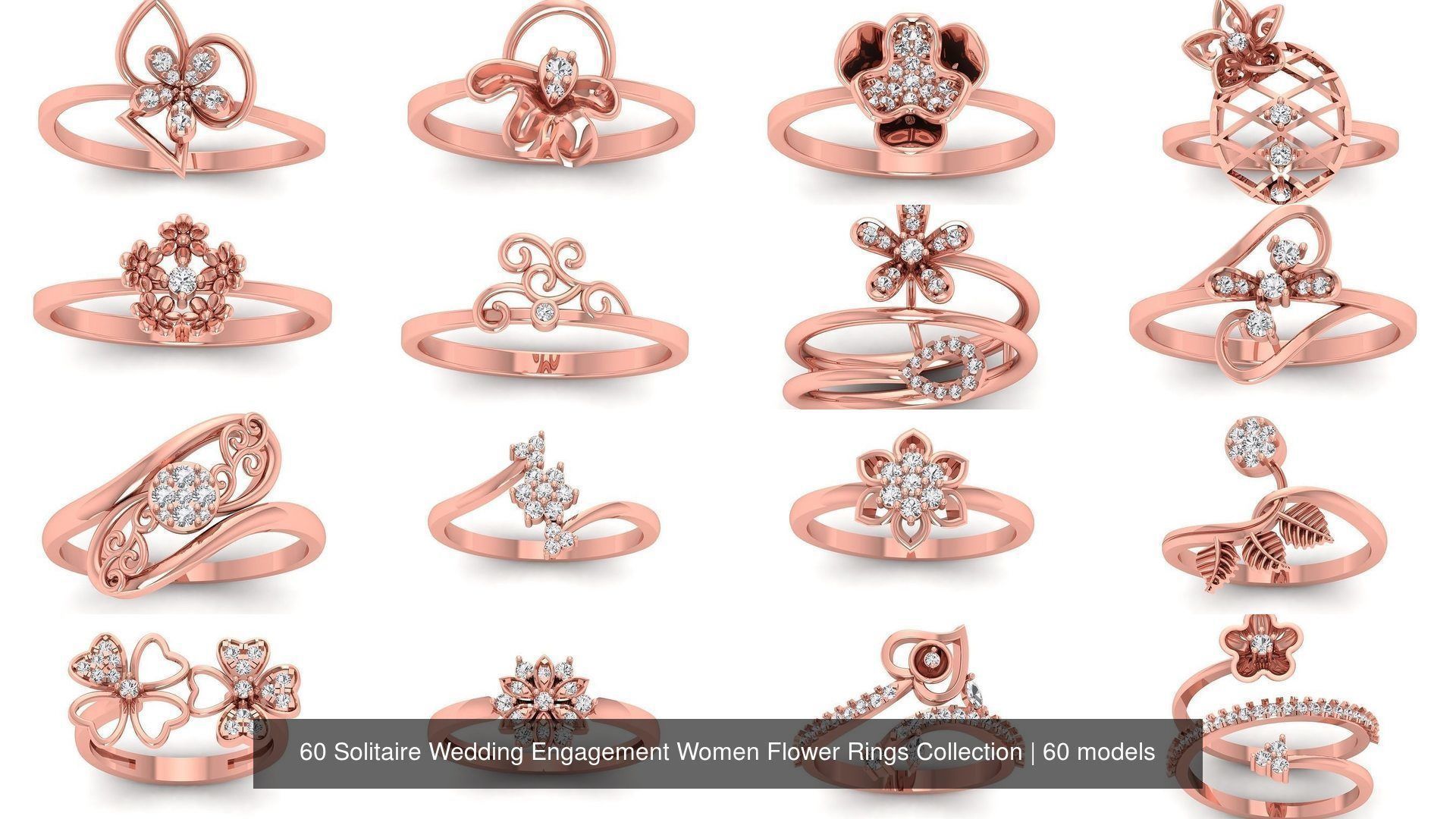 60 Solitaire Wedding Engagement Women Flower Rings Collection _7