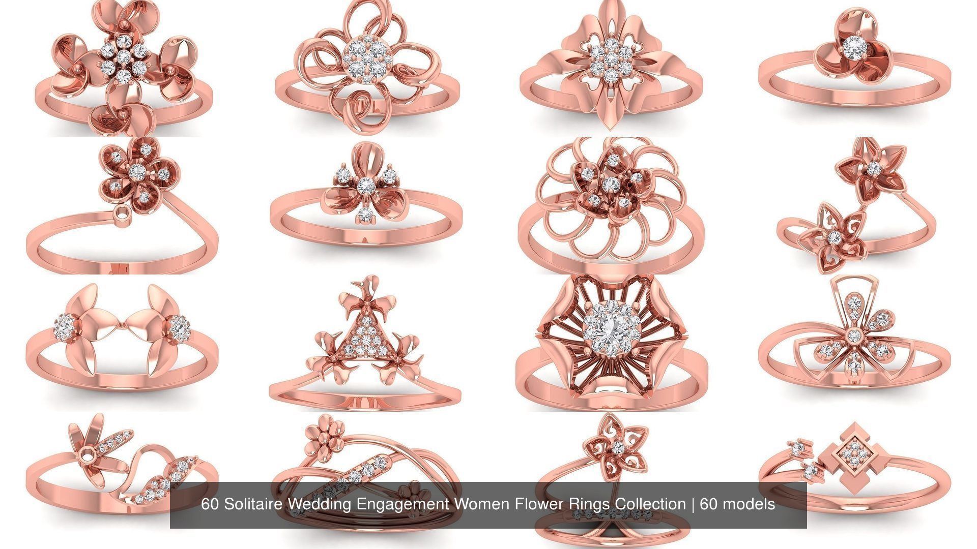 60 Solitaire Wedding Engagement Women Flower Rings Collection _2