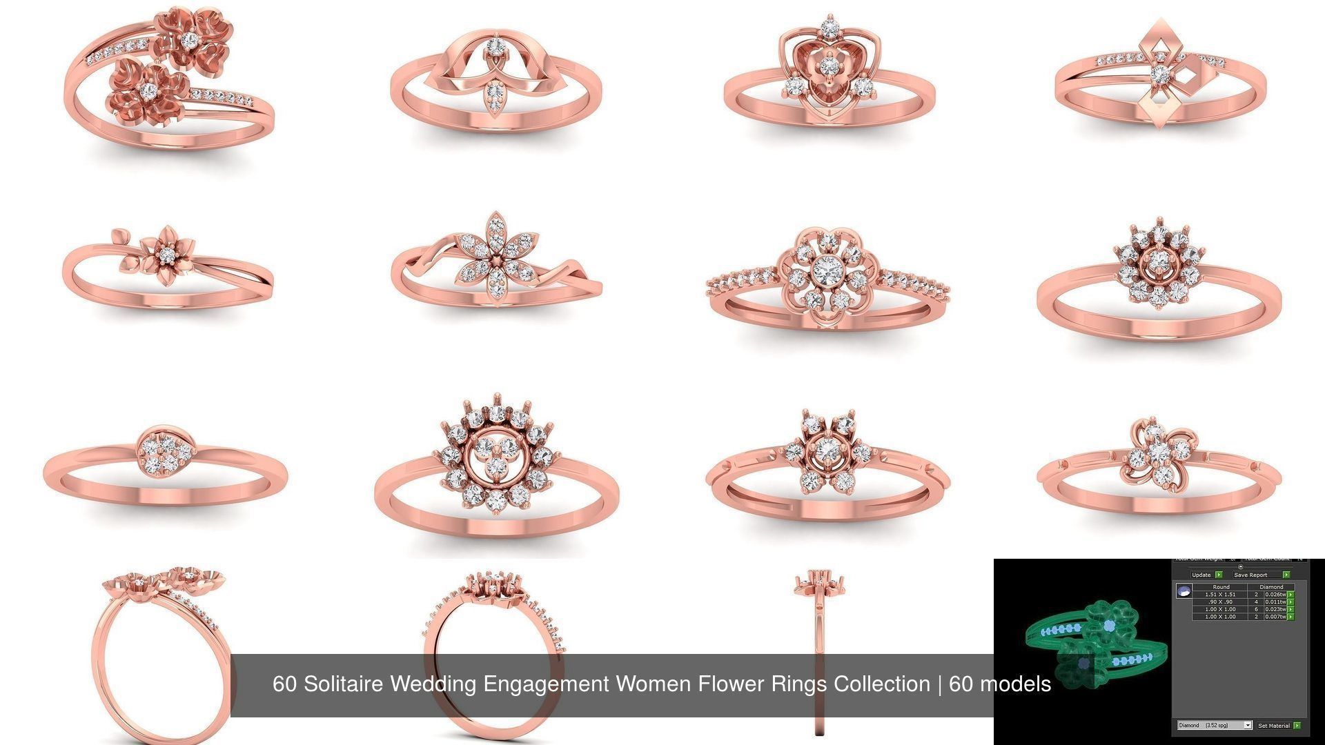 60 Solitaire Wedding Engagement Women Flower Rings Collection _6