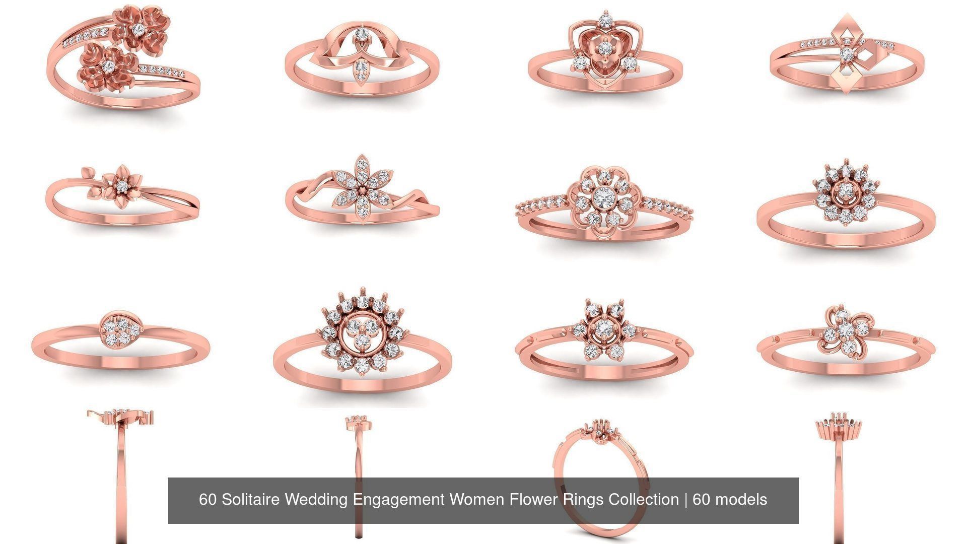 60 Solitaire Wedding Engagement Women Flower Rings Collection _9