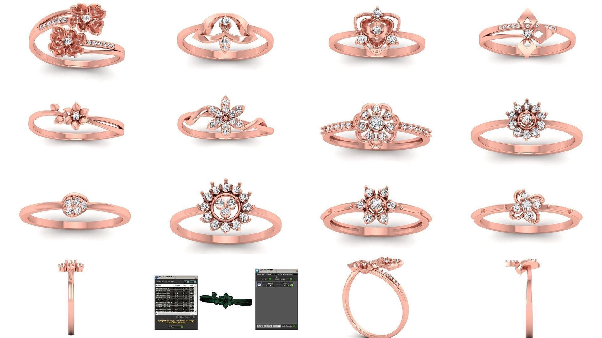 60 Solitaire Wedding Engagement Women Flower Rings Collection _8