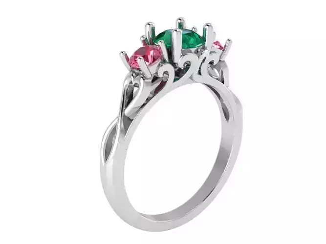 Green and pink stone ring 2489 3D print model