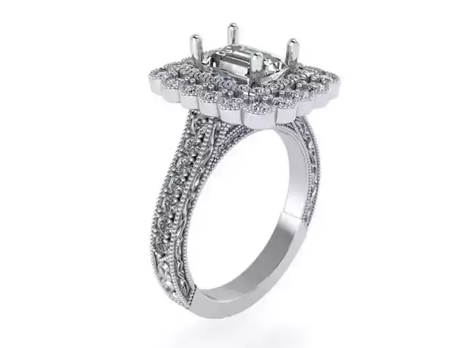 2-row square diamond ring 2490 3D print model