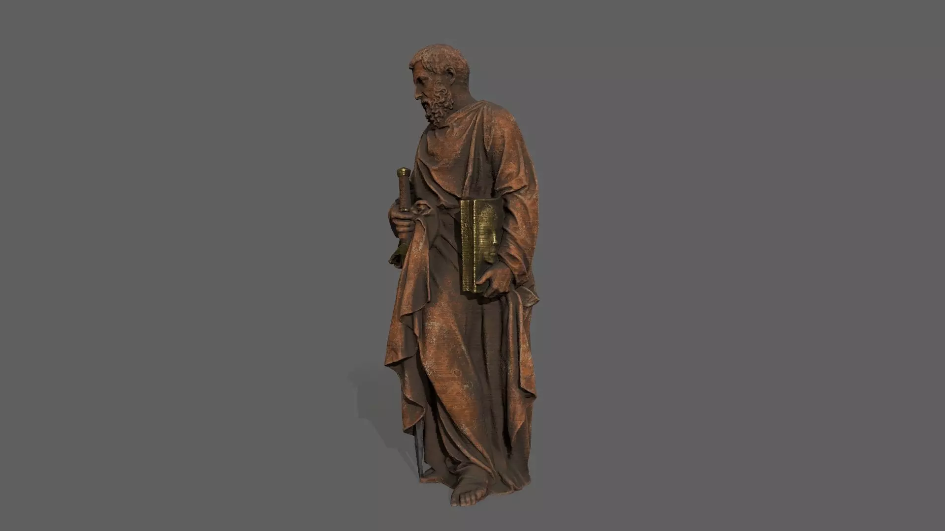 Old Man Statue Low-poly 3D model_0