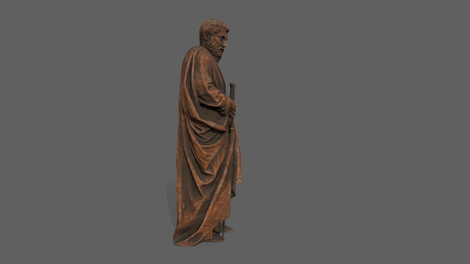 Old Man Statue Low-poly 3D model_3