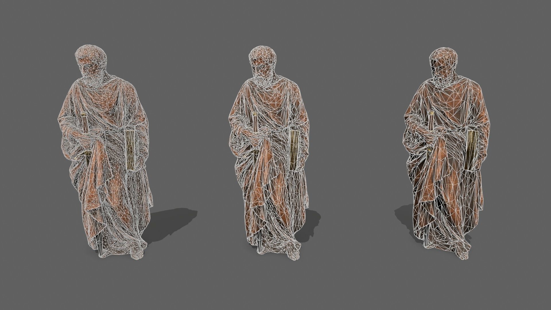 Old Man Statue Low-poly 3D model_9