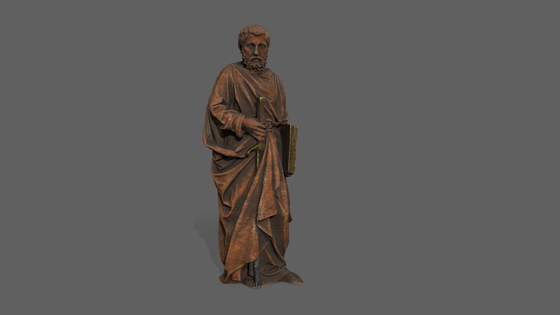 Old Man Statue Low-poly 3D model_2