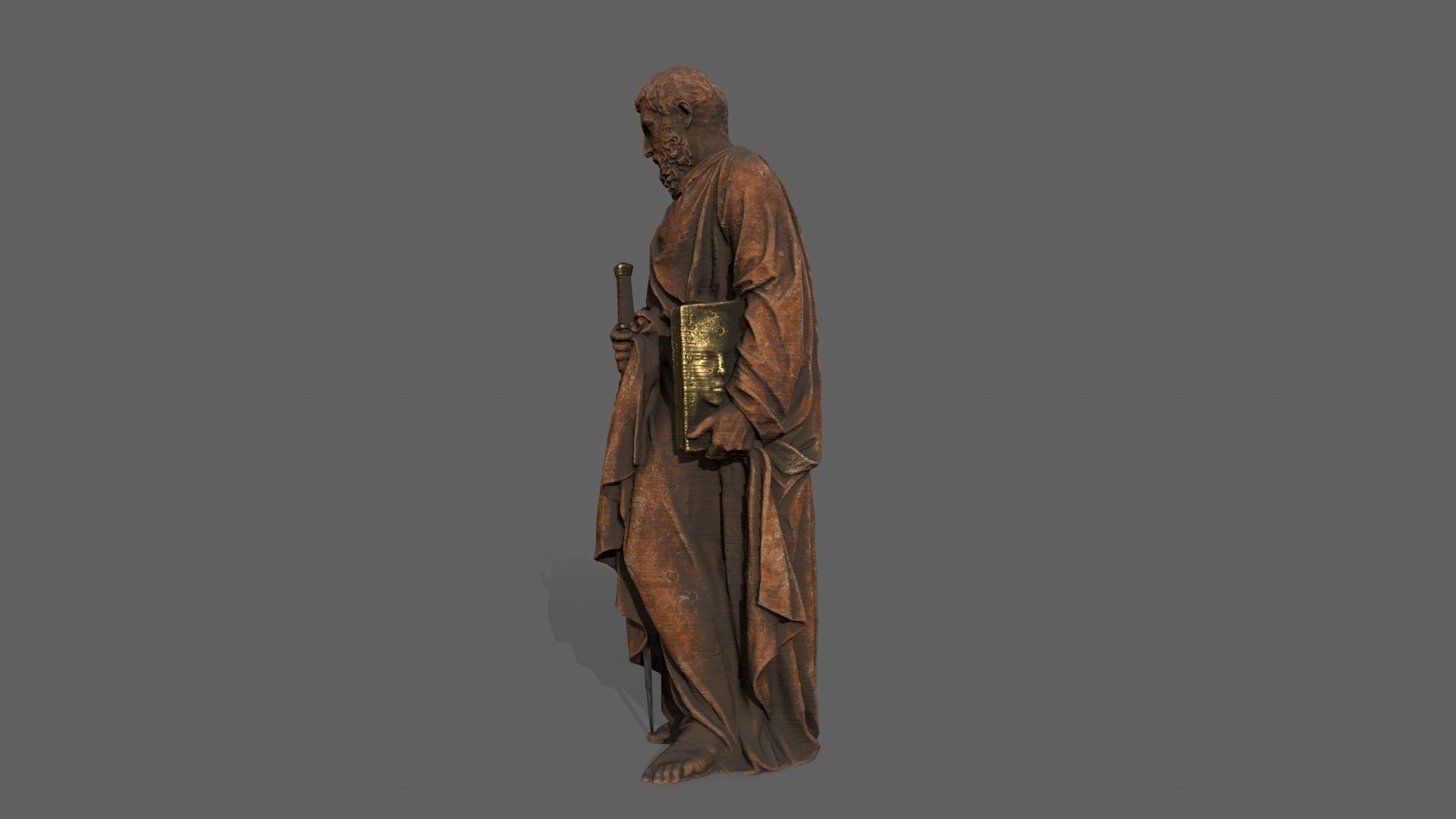 Old Man Statue Low-poly 3D model_6