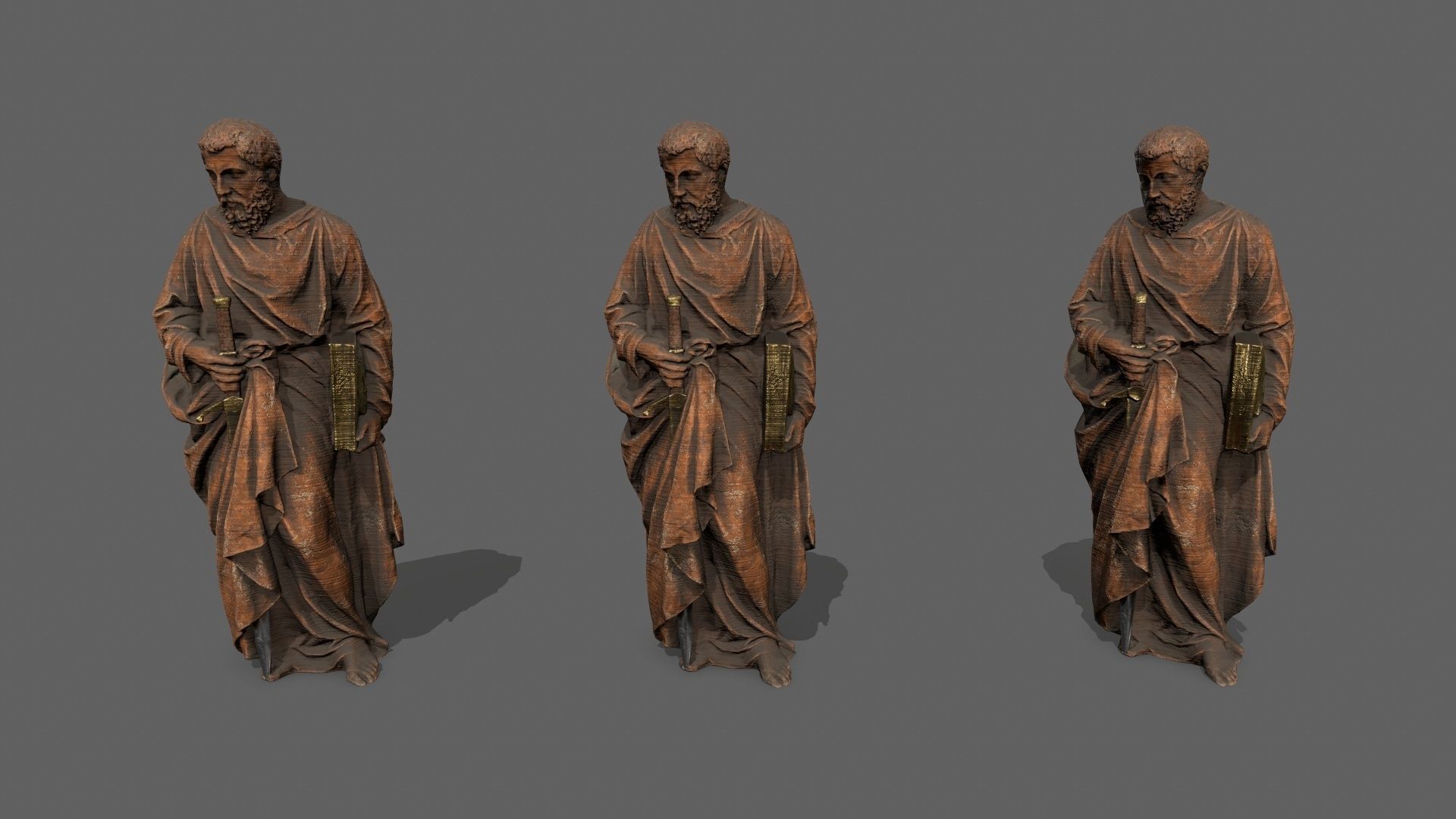 Old Man Statue Low-poly 3D model_8