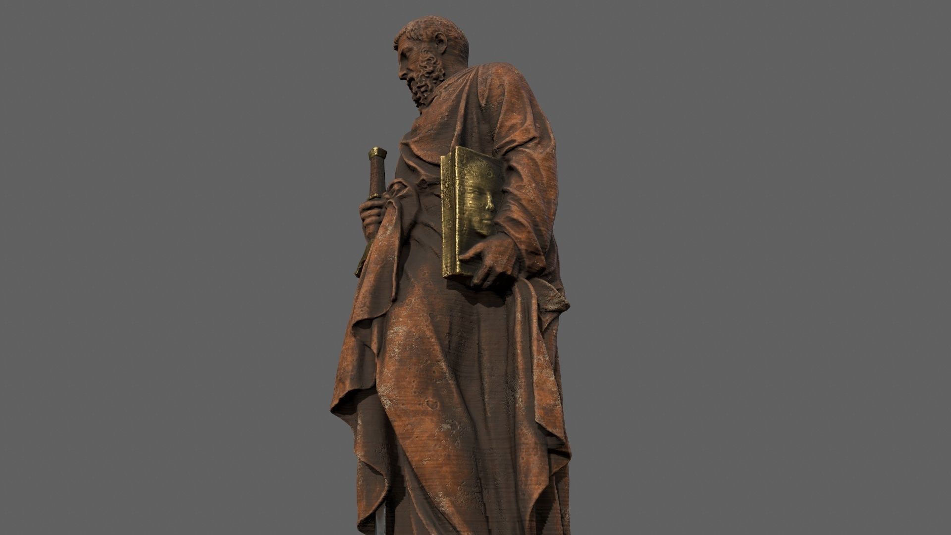 Old Man Statue Low-poly 3D model_7