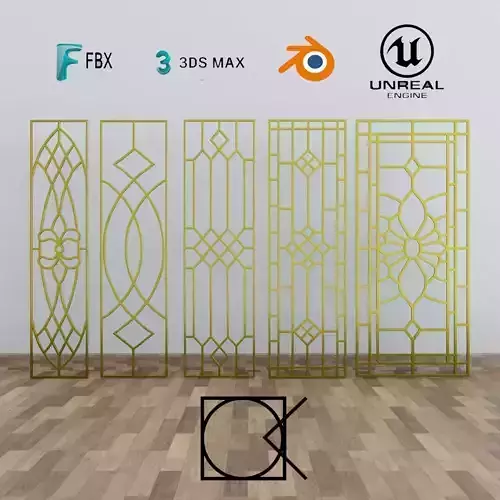 Bundle Ornamental Partitions Wall Furniture Oriental Low Poly