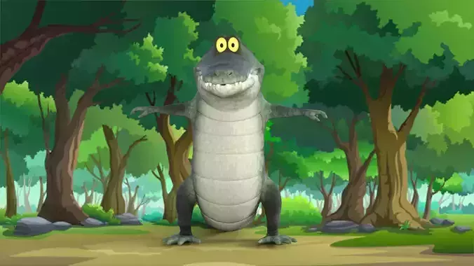 Cartoon Crocodile Rigged 3D model