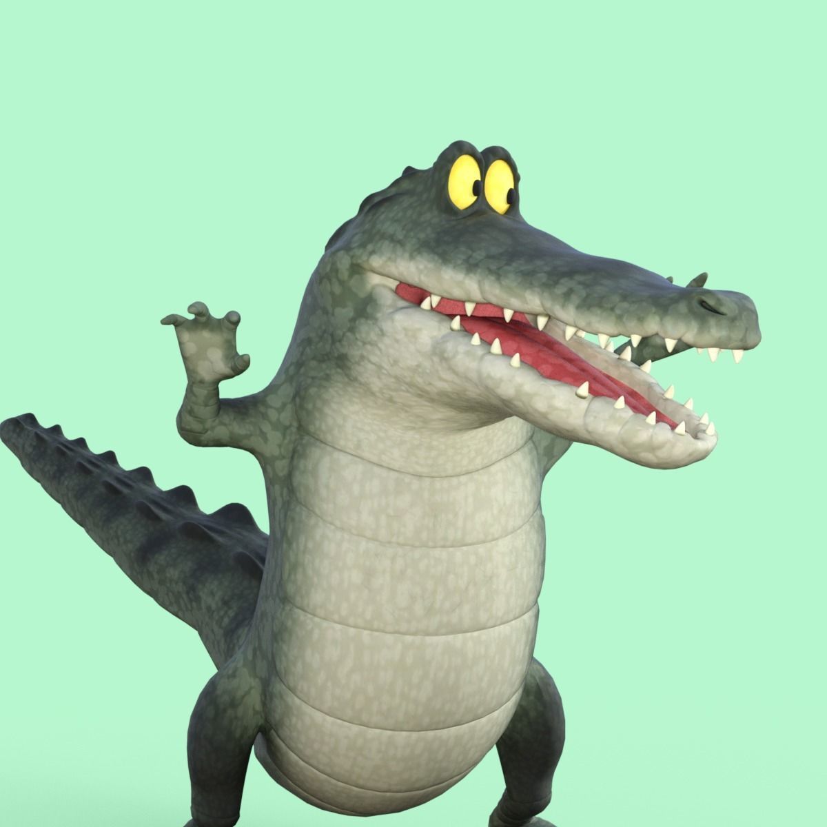 Cartoon Crocodile Rigged 3D model_26