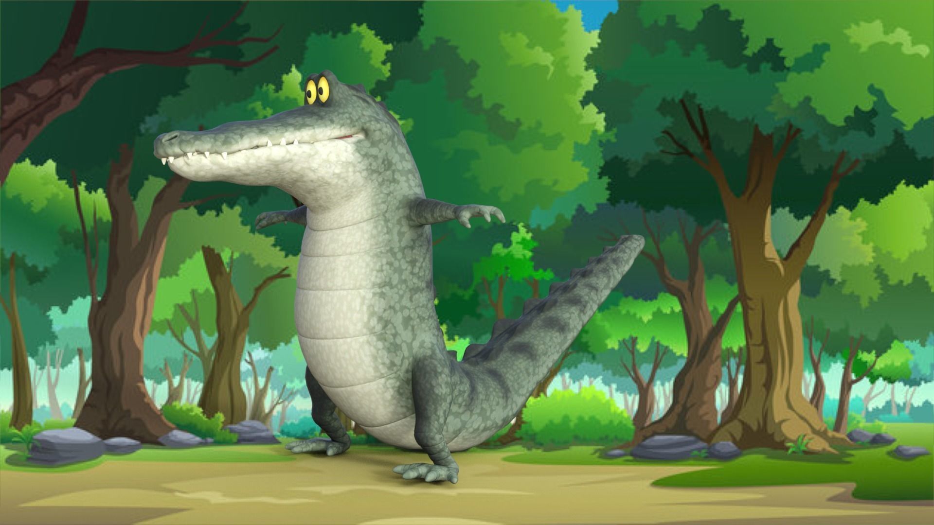 Cartoon Crocodile Rigged 3D model_1