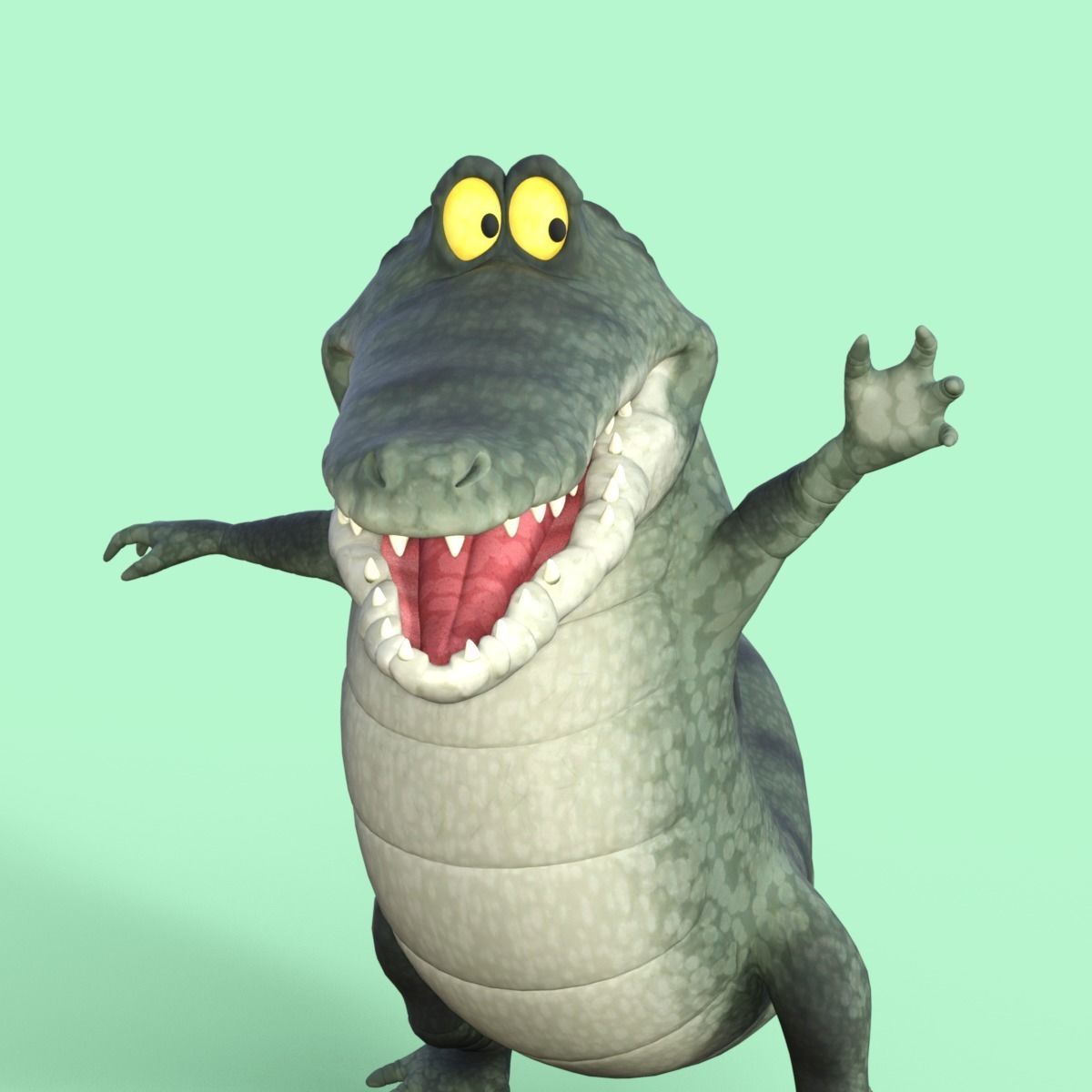 Cartoon Crocodile Rigged 3D model_25