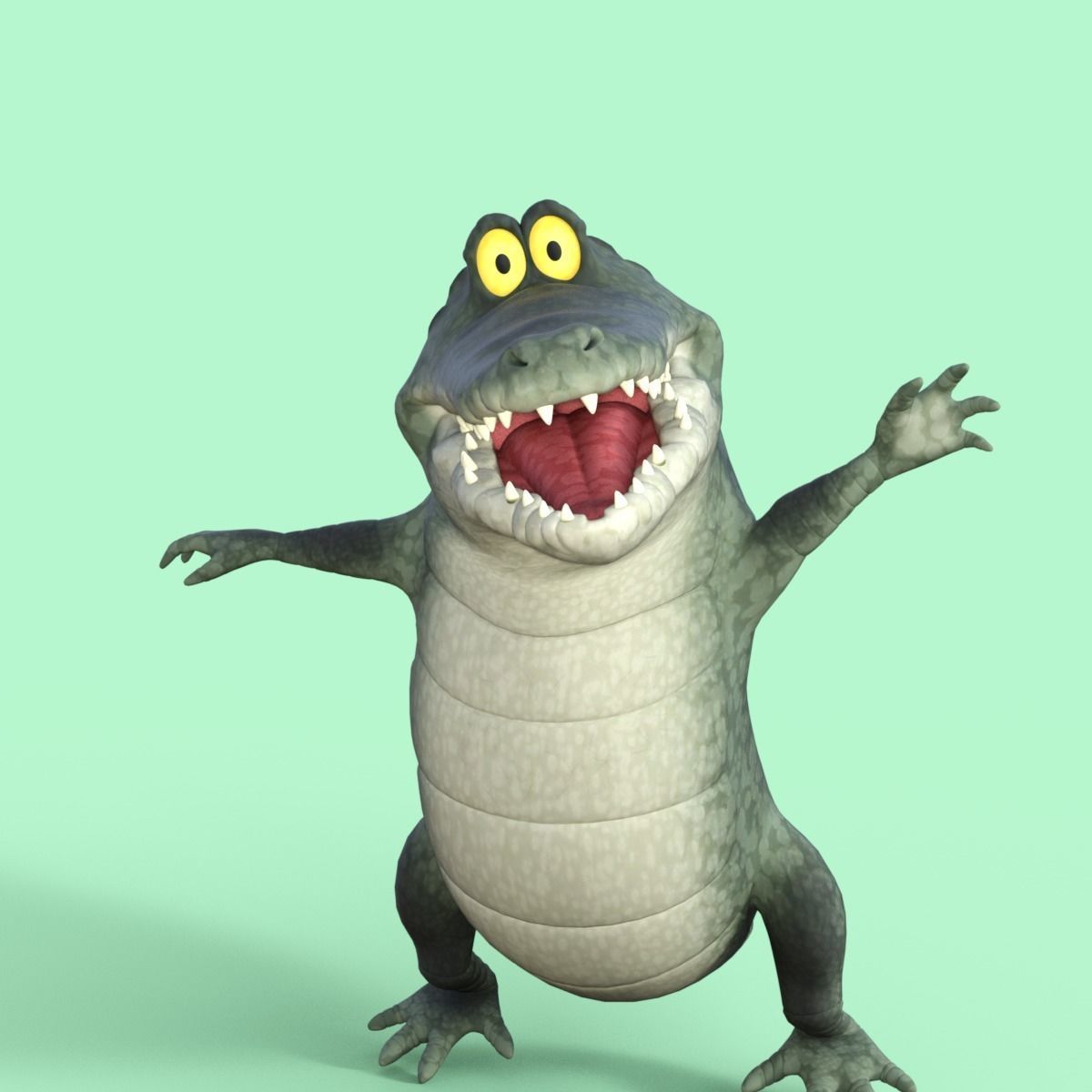 Cartoon Crocodile Rigged 3D model_24