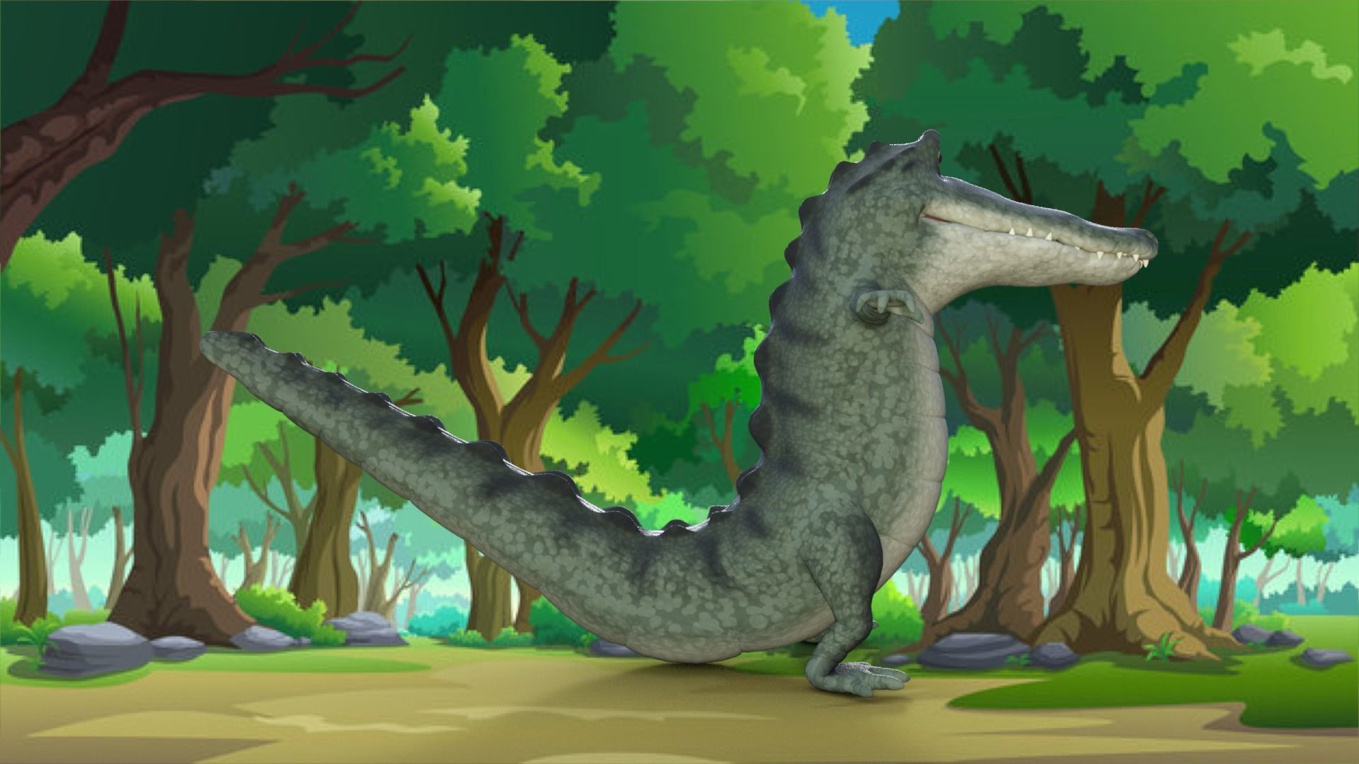 Cartoon Crocodile Rigged 3D model_6