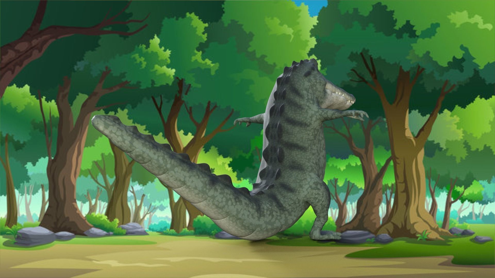 Cartoon Crocodile Rigged 3D model_5