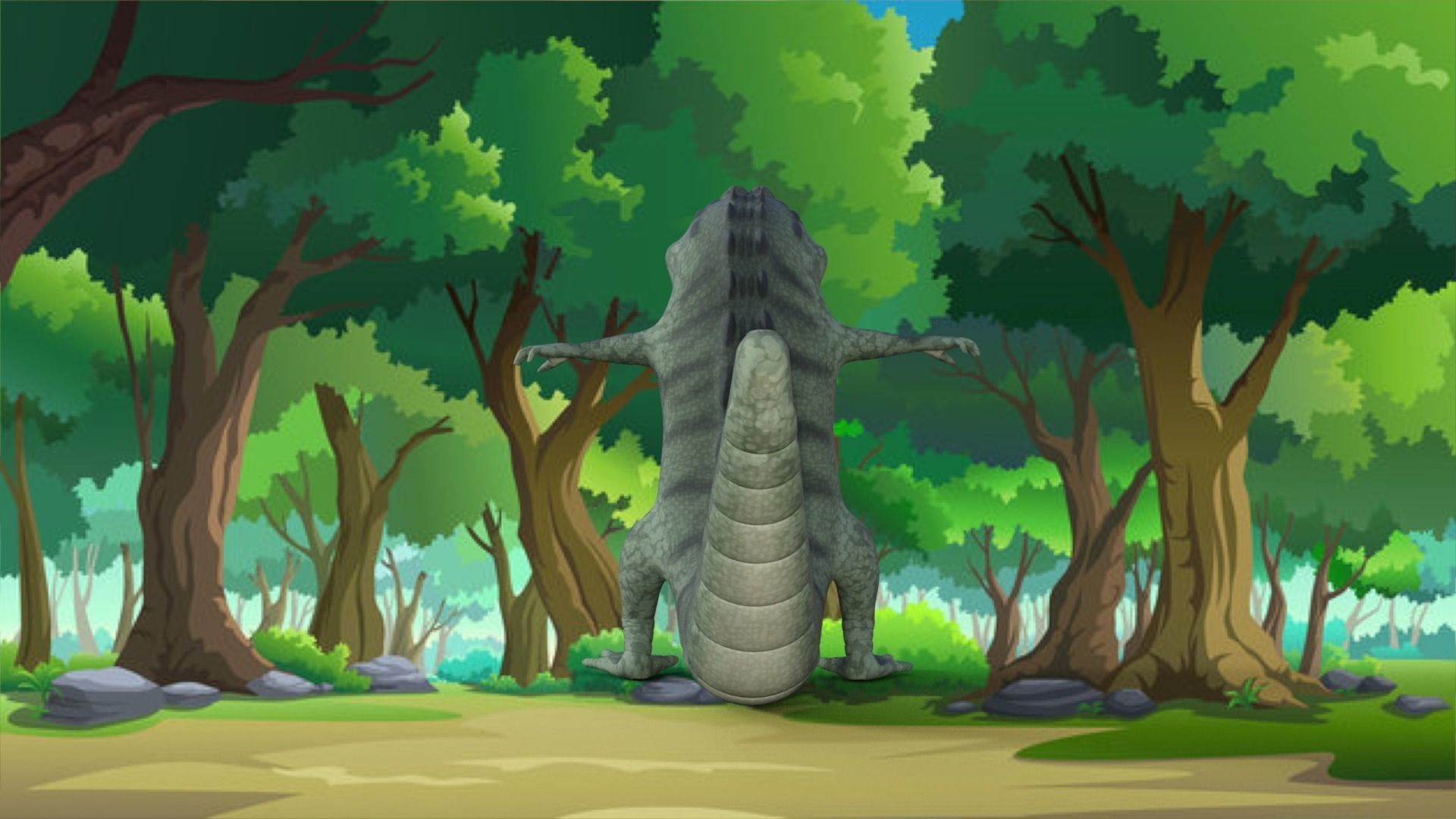 Cartoon Crocodile Rigged 3D model_4