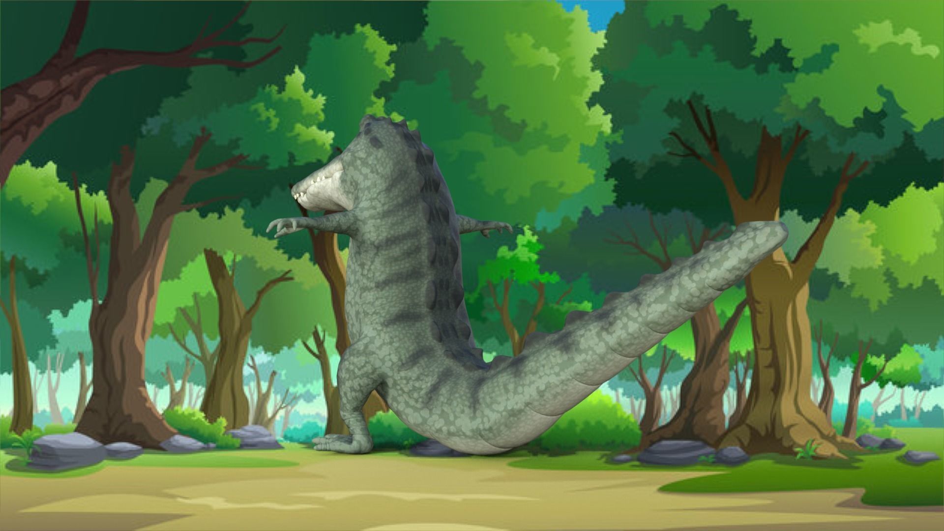 Cartoon Crocodile Rigged 3D model_3