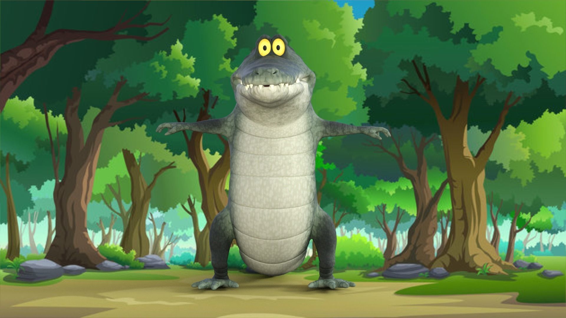 Cartoon Crocodile Rigged 3D model_8