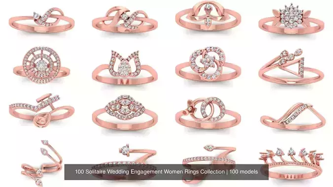 100 Solitaire Wedding Engagement Women Rings Collection 