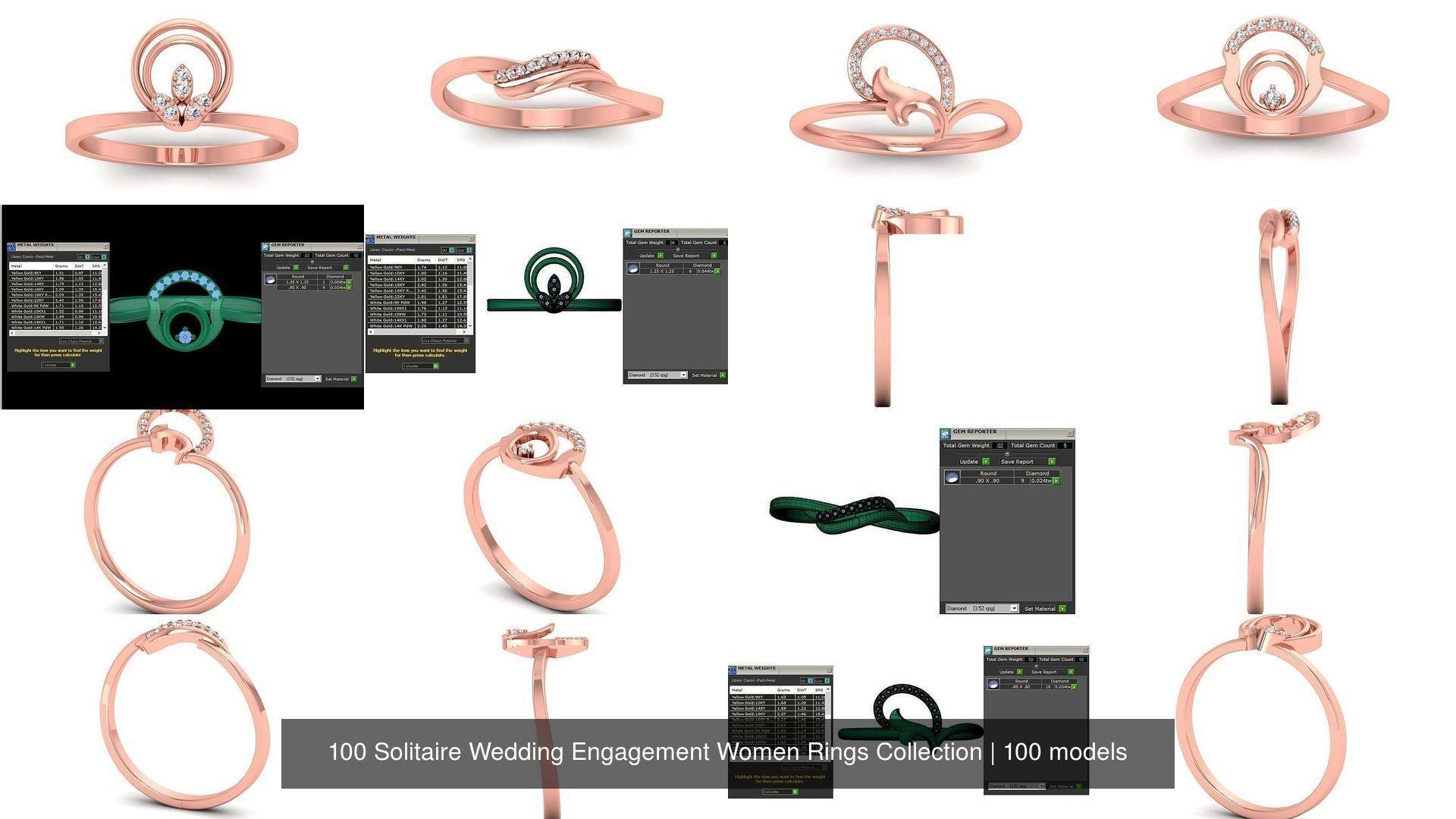 100 Solitaire Wedding Engagement Women Rings Collection _18