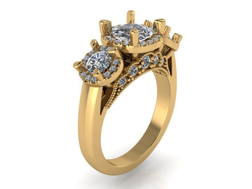 Bright 3-Stone diamond ring 2495 3D print model 3D print model_1