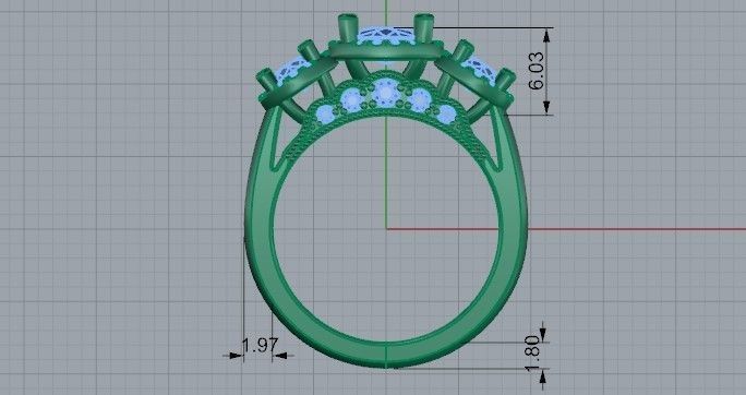 Bright 3-Stone diamond ring 2495 3D print model 3D print model_6