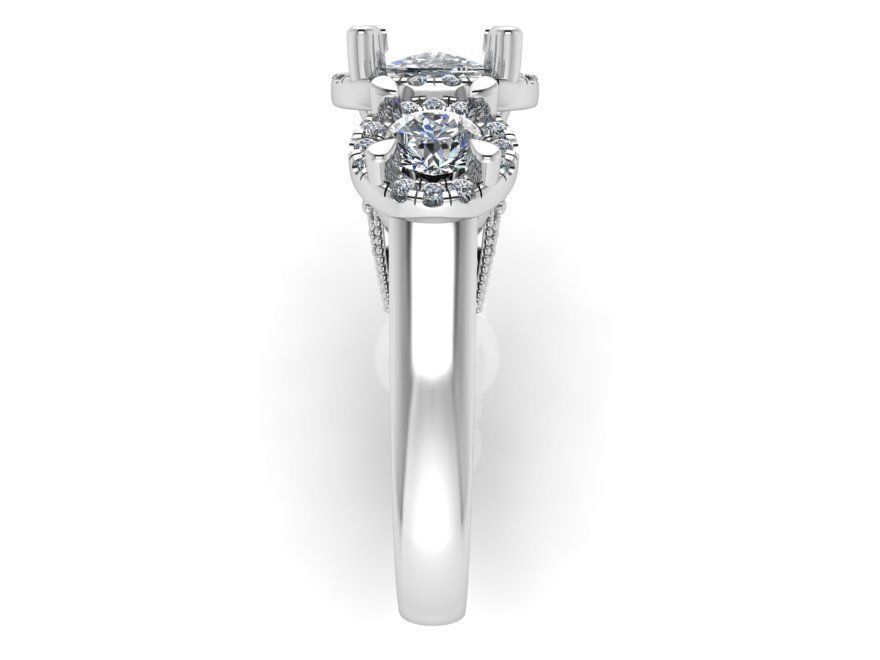 Bright 3-Stone diamond ring 2495 3D print model 3D print model_3