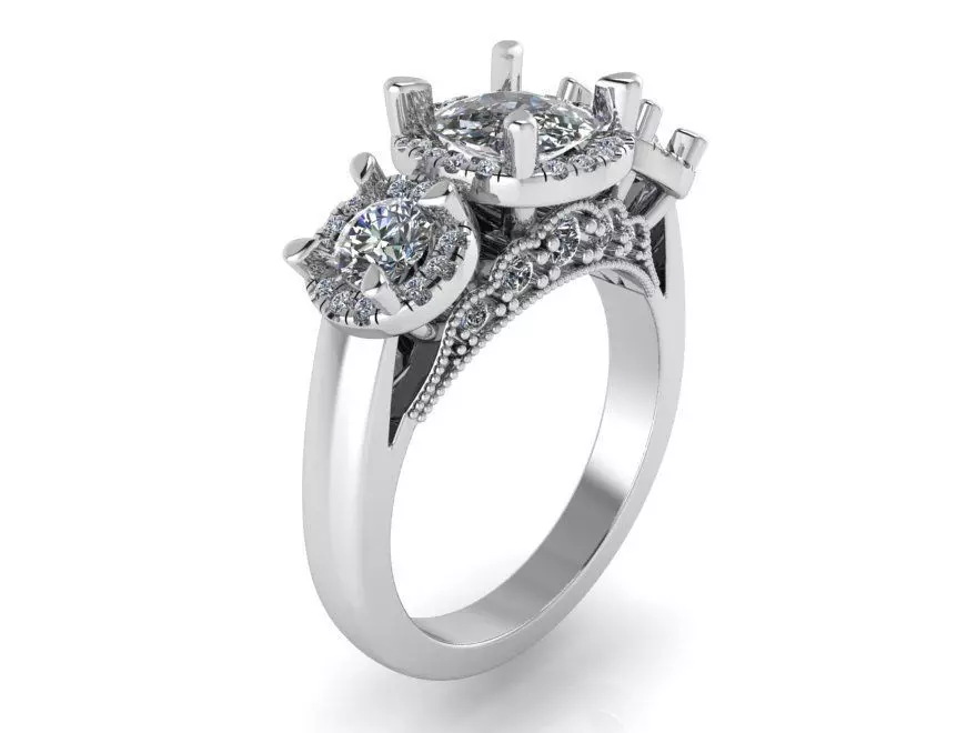 Bright 3-Stone diamond ring 2495 3D print model 3D print model_0