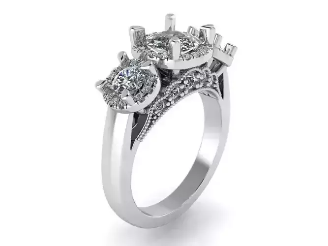 Bright 3-Stone diamond ring 2495 3D print model