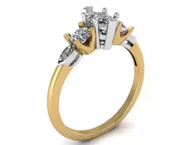 Peg Head Solitaire Diamond Ring 2496 3D print model