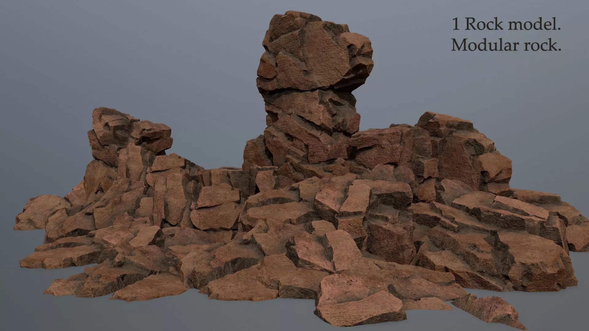 Stone rock Low-poly 3D model_0