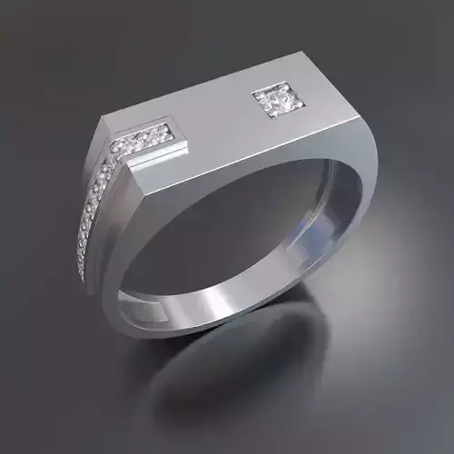men diamond square  ring 3dm