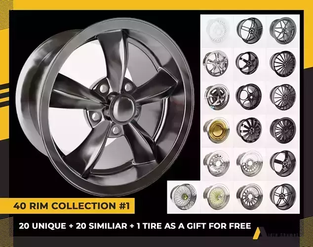 40 Rim Collection1 20 unique rim 20 similar 1 tire as gift