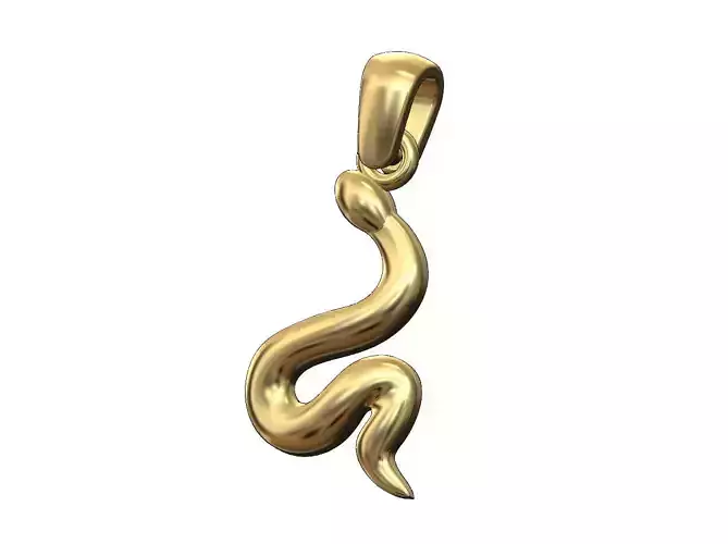 Simple snake pendant with bail 3D print model