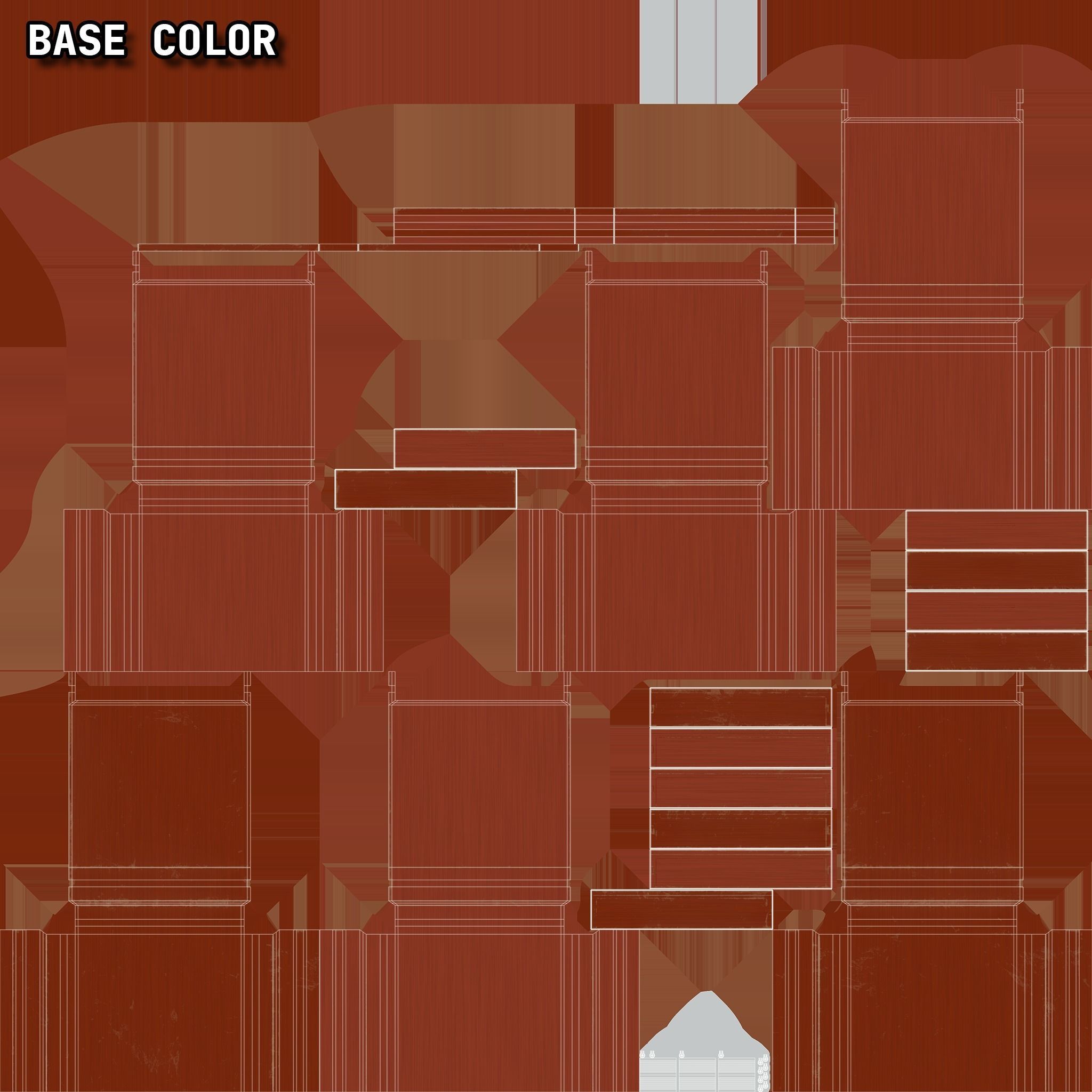 Teak Desk Low-poly 3D model_39