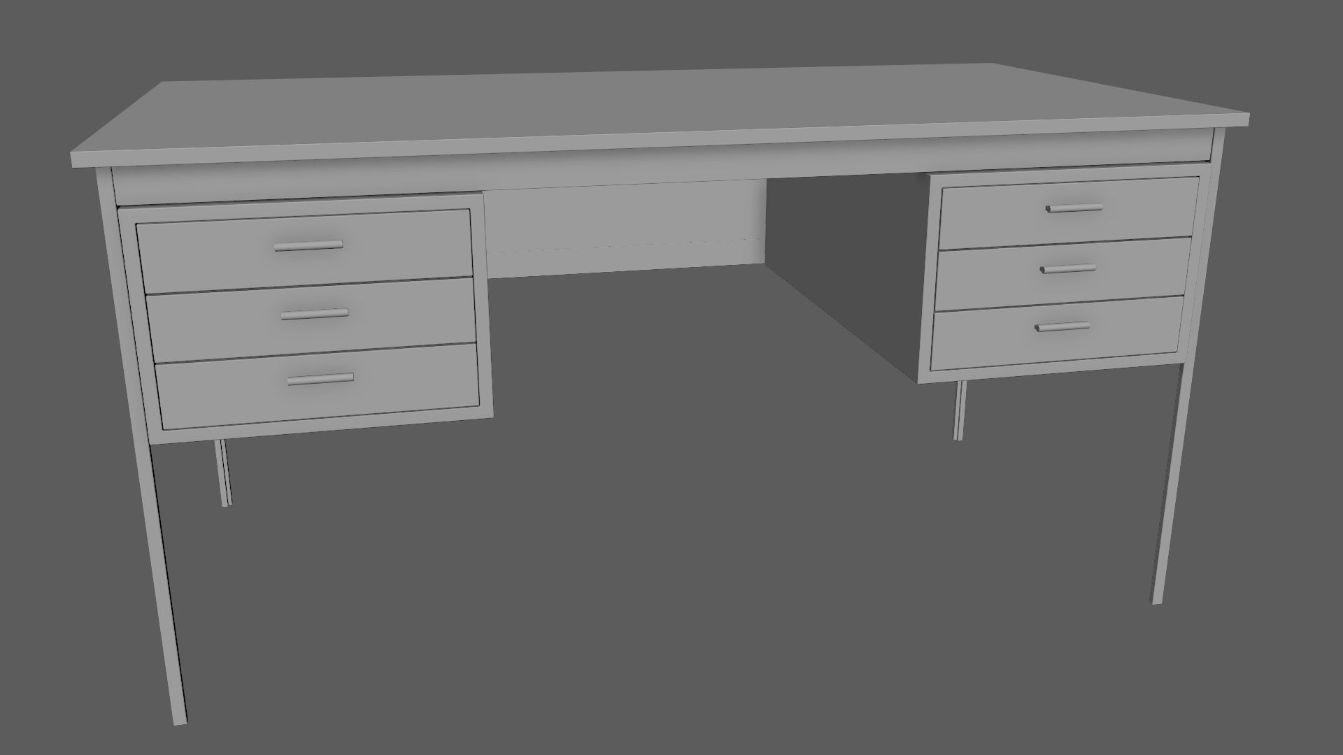Teak Desk Low-poly 3D model_8