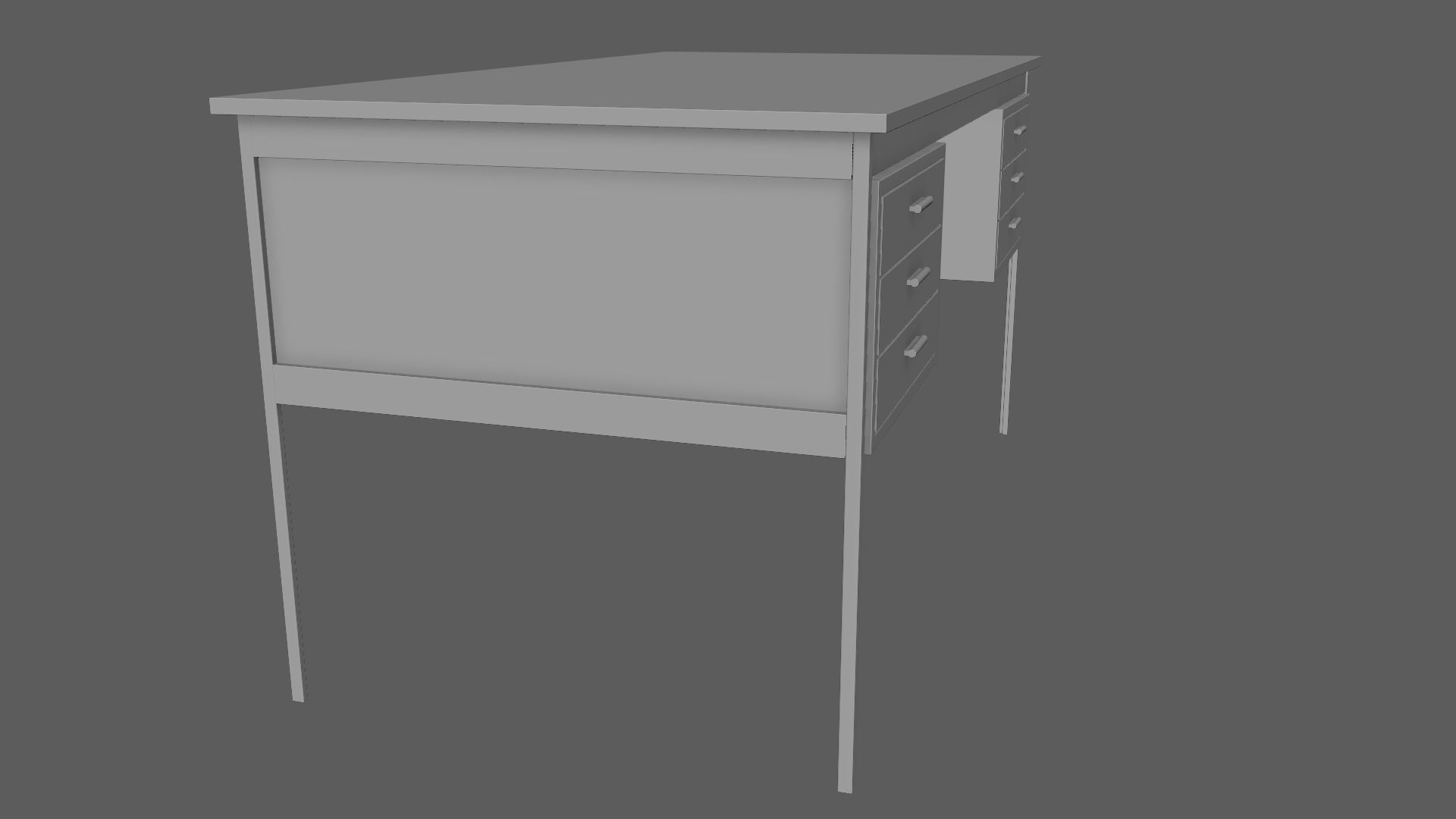Teak Desk Low-poly 3D model_19
