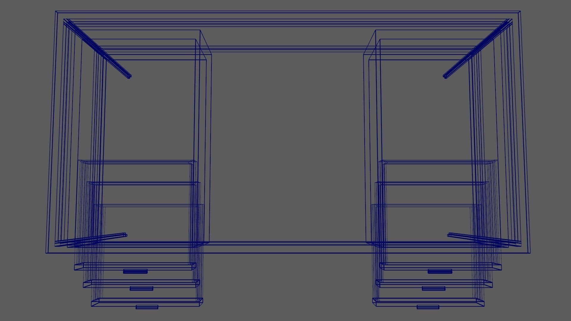 Teak Desk Low-poly 3D model_14